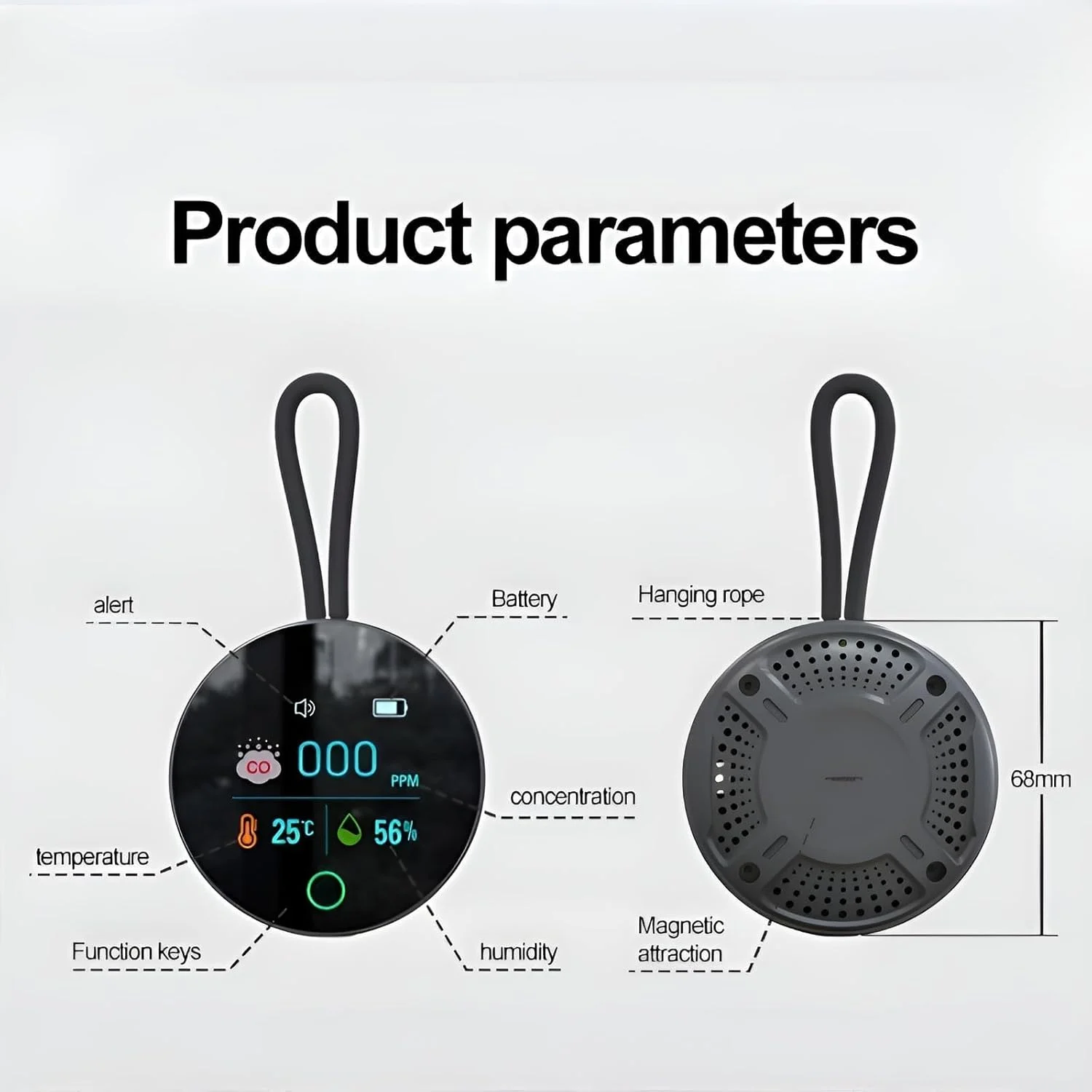 دستگاه تشخیص مونوکسید کربن، مانیتور کیفیت هوا با پایه مغناطیسی و آلارم بلند برای ایمنی خانه، کمپینگ، مسافرت و استفاده در فضای باز دستگاه تشخیص مونوکسید کربن، مانیتور کیفیت هوا با پایه مغناطیسی و آلارم بلند برای ایمنی خانه، کمپینگ، مسافرت و استفاده در فضای باز