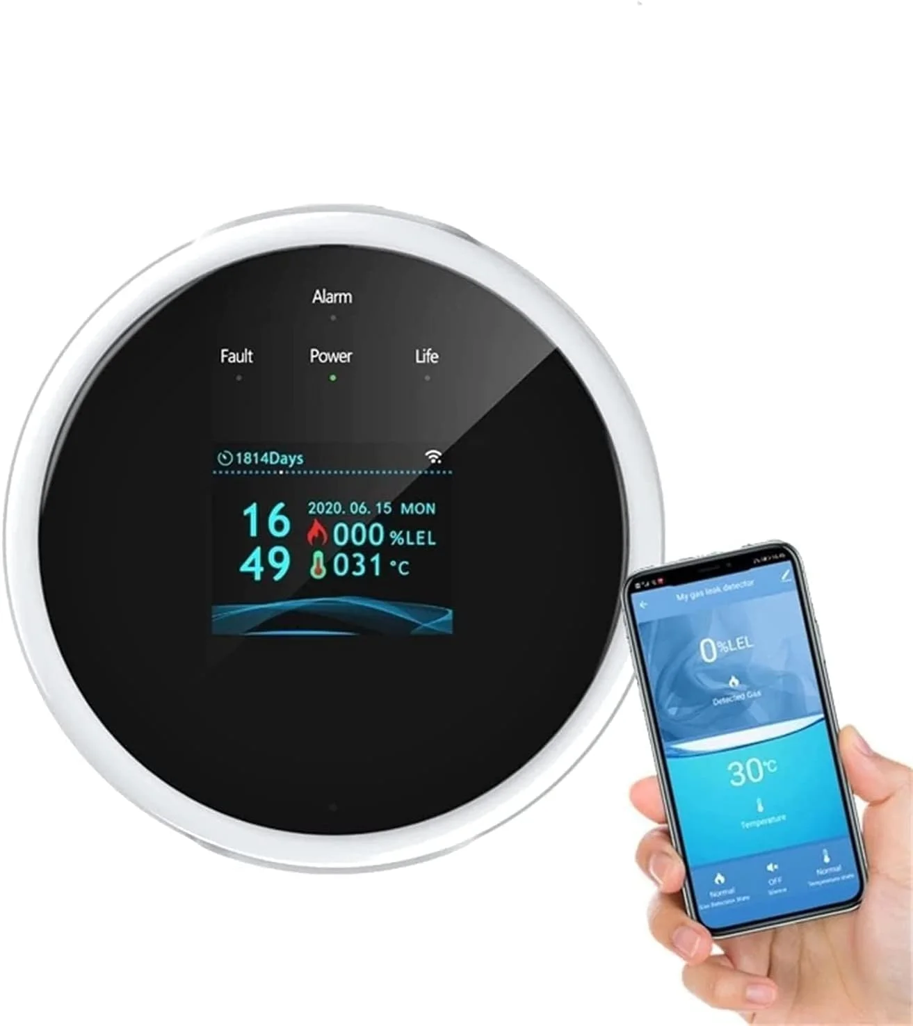 مانیتور هوشمند گاز وای فای برای مصارف خانگی، نشانگر کیفیت هوای آشپزخانه با قابلیت کنترل شیر، سازگار با اپلیکیشن موبایل مانیتور هوشمند گاز وای فای برای مصارف خانگی، نشانگر کیفیت هوای آشپزخانه با قابلیت کنترل شیر، سازگار با اپلیکیشن موبایل