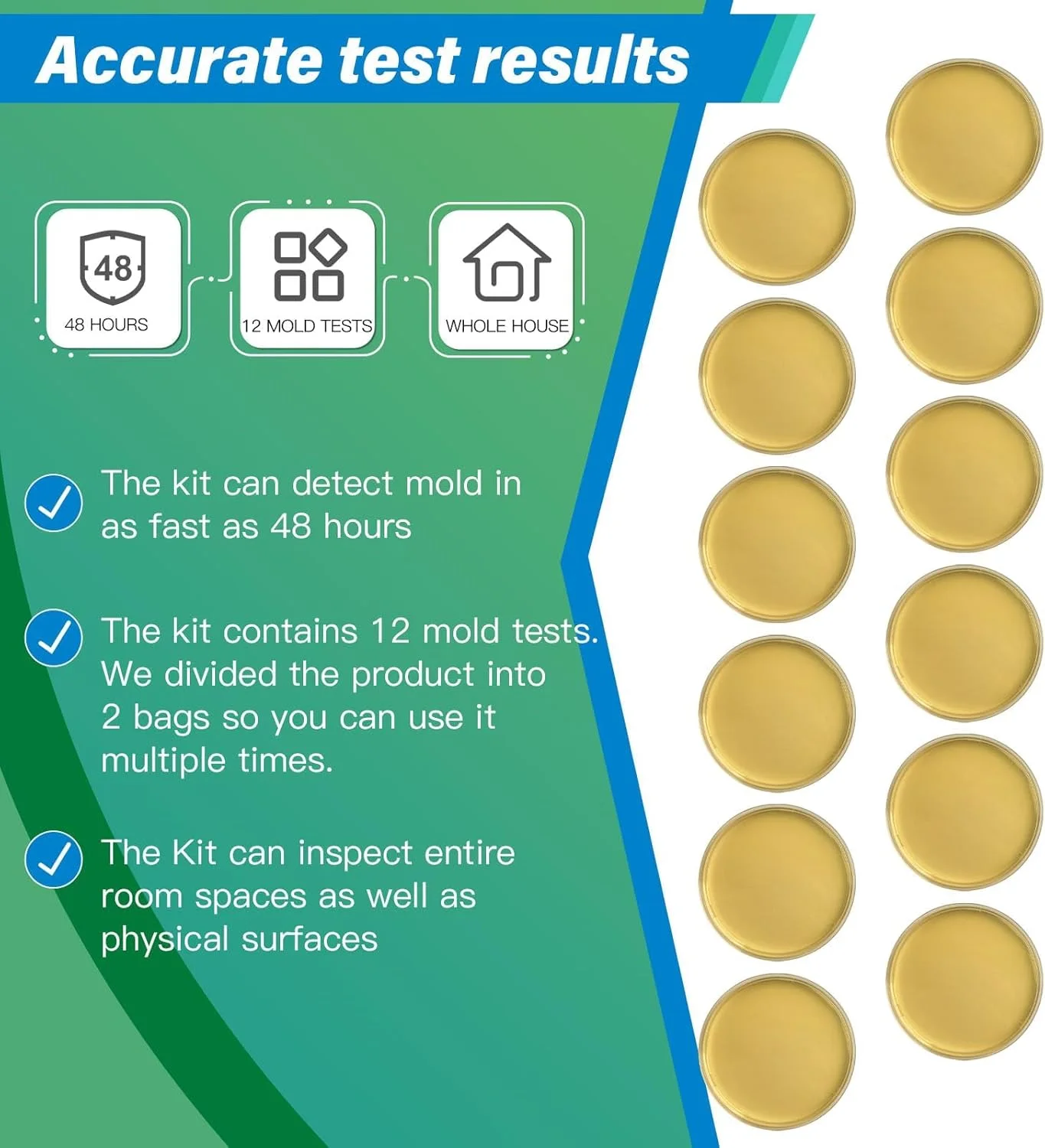 کیت تست کپک برای خانه - 12 تست تشخیص ساده، تست سیستم تهویه مطبوع، سطوح خانه و کیت های تست کیفیت هوای داخلی، آشکارساز کپک DIY در خانه، شامل راهنمای شناسایی دقیق کپک، تست کننده هوا کیت تست کپک برای خانه - 12 تست تشخیص ساده، تست سیستم تهویه مطبوع، سطوح خانه و کیت های تست کیفیت هوای داخلی، آشکارساز کپک DIY در خانه، شامل راهنمای شناسایی دقیق کپک، تست کننده هوا