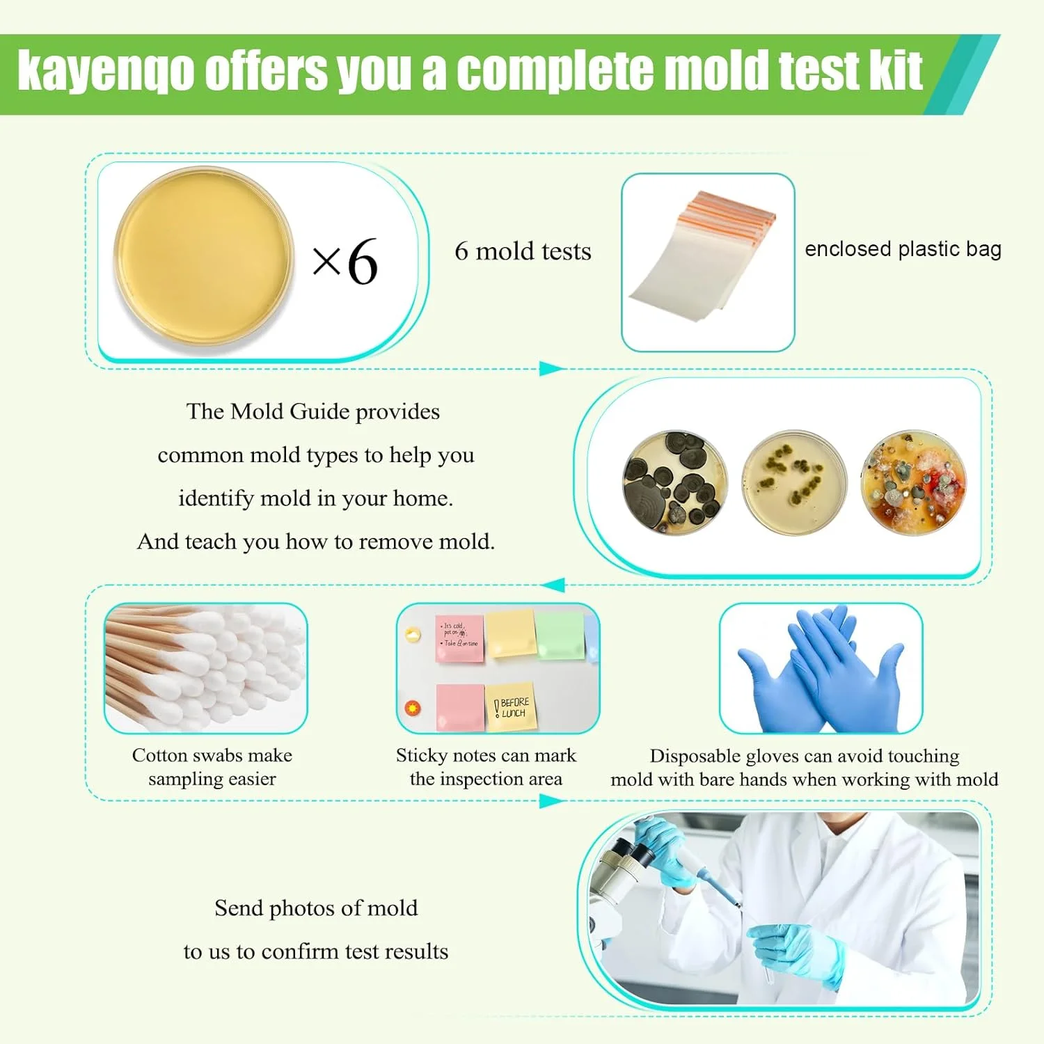 کیت تست کپک برای خانه - 6 تست تشخیص ساده، تست سیستم تهویه مطبوع، سطوح خانه و کیت های تست کیفیت هوای داخل ساختمان، آشکارساز کپک سیاه DIY در خانه، شامل راهنمای شناسایی دقیق کپک، تست کننده هوا کیت تست کپک برای خانه - 6 تست تشخیص ساده، تست سیستم تهویه مطبوع، سطوح خانه و کیت های تست کیفیت هوای داخل ساختمان، آشکارساز کپک سیاه DIY در خانه، شامل راهنمای شناسایی دقیق کپک، تست کننده هوا