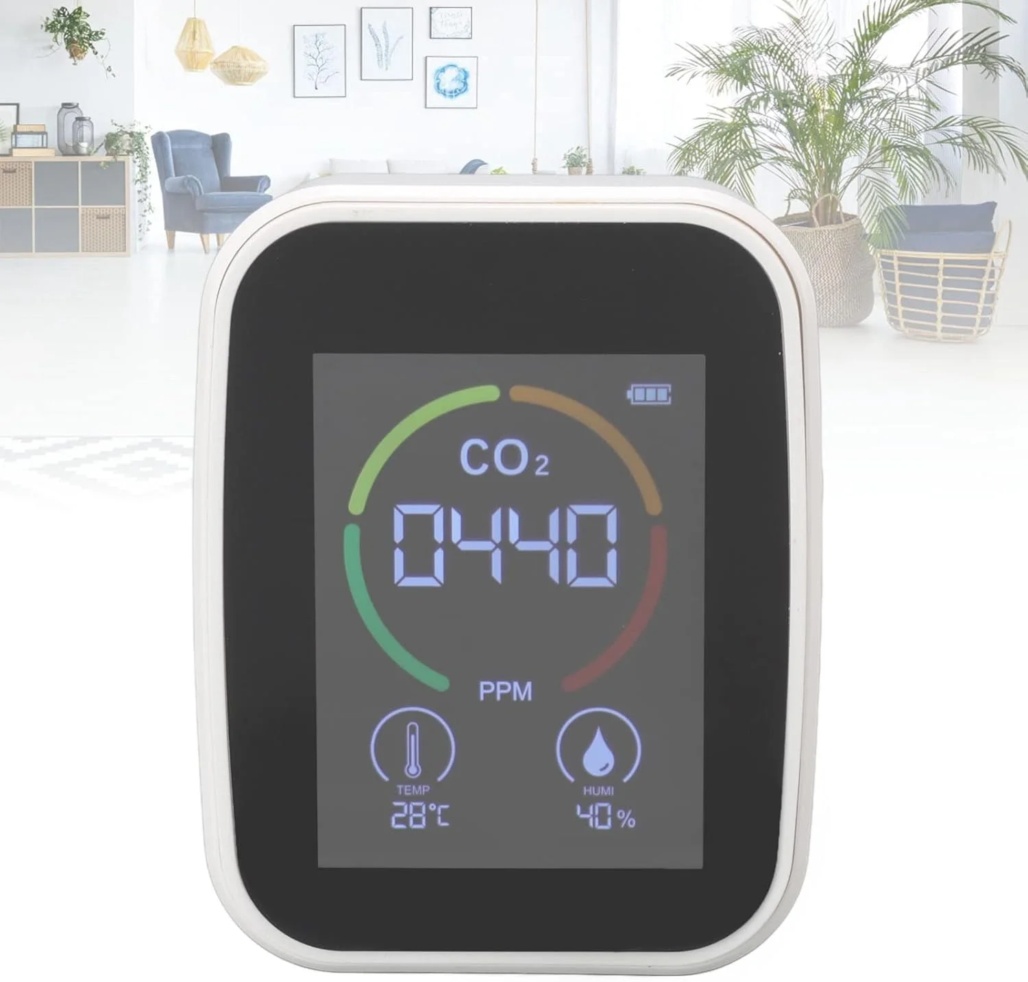 مانیتور CO2 با دقت خوب، مصرف کم، سنسور TVOC 240x240P، مانیتور کیفیت هوای داخلی (سفید)