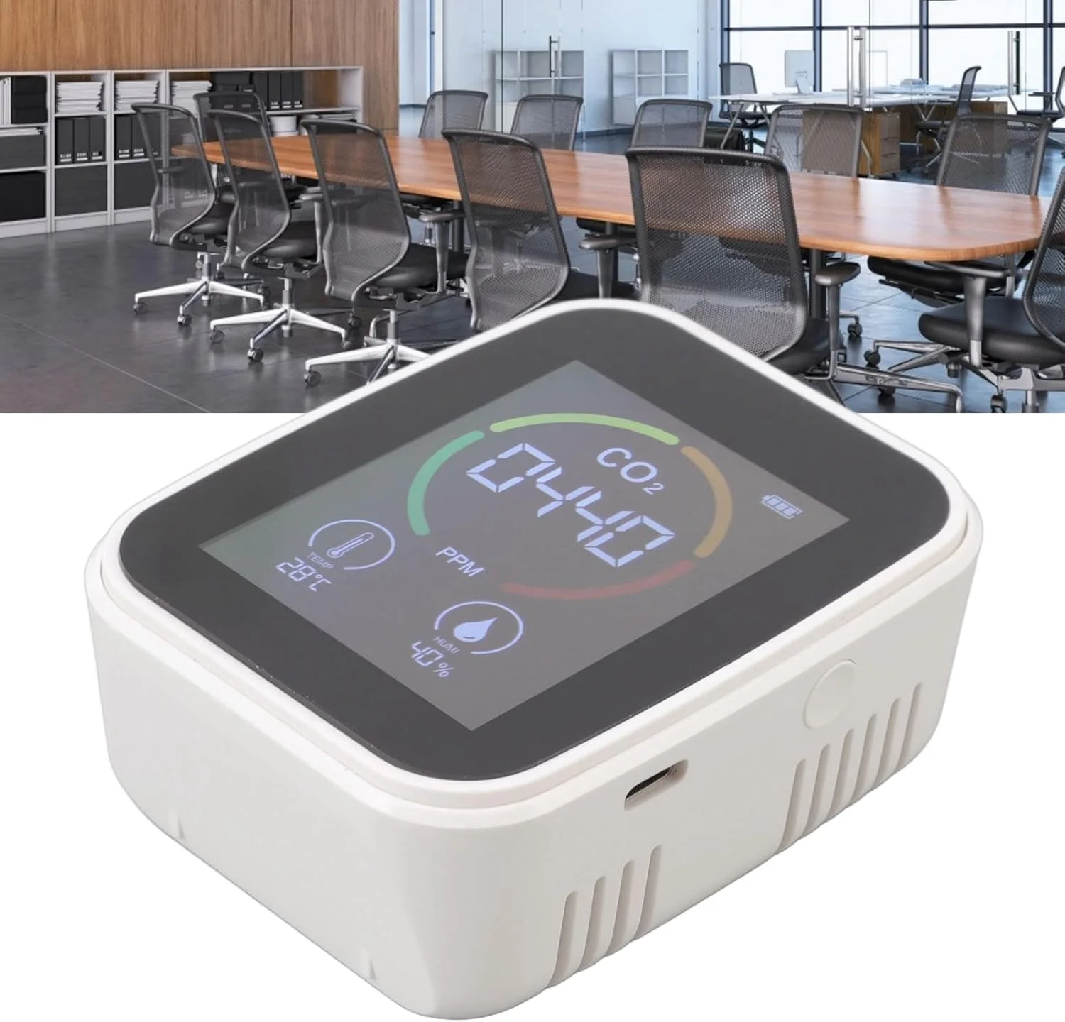 مانیتور CO2 با دقت خوب، مصرف کم، سنسور TVOC 240x240P، مانیتور کیفیت هوای داخلی (سفید)