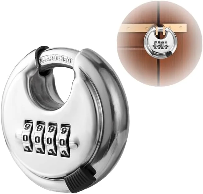 قفل ترکیبی گرد، 1 عدد قفل دیسکی ترکیبی غیرقابل برش، قفل ضد آب بیرونی برای کمدهای باشگاه مدرسه، قفل ترکیبی دیسکی 3/8 اینچی برای گاراژها، حصارها، دروازه قفل ترکیبی گرد، 1 عدد قفل دیسکی ترکیبی غیرقابل برش، قفل ضد آب بیرونی برای کمدهای باشگاه مدرسه، قفل ترکیبی دیسکی 3/8 اینچی برای گاراژها، حصارها، دروازه