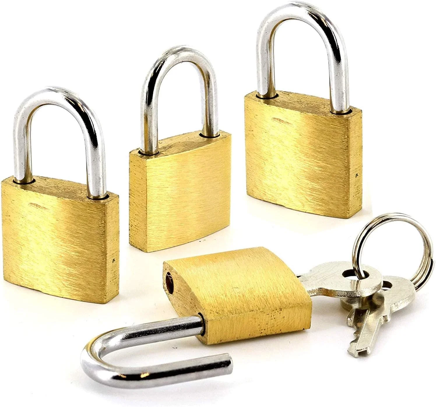 Craft By Two مینی قفل برنجی برای چمدان، کمدهای رختکن، قفل های برنجی جامد با کلیدهای مشابه - مجموعه 4 عددی
