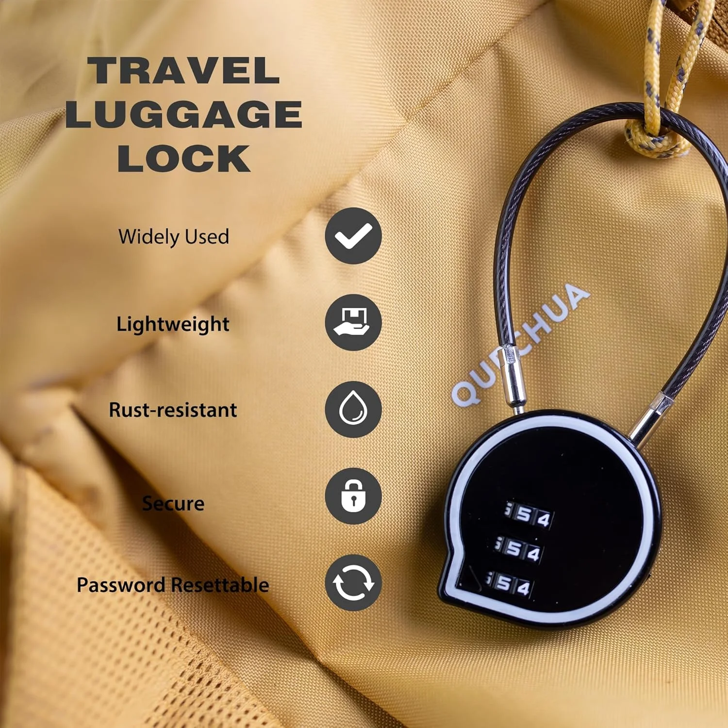 قفل ترکیبی کوچک برای کمد، قفل ترکیبی طناب سیمی مینیاتوری برای کوله پشتی، چمدان، کمدهای مدرسه، کمدهای ورزشی، حصارها، جعبه ابزار، جعبه ها، استفاده امنیتی در سفر در فضای باز - مشکی