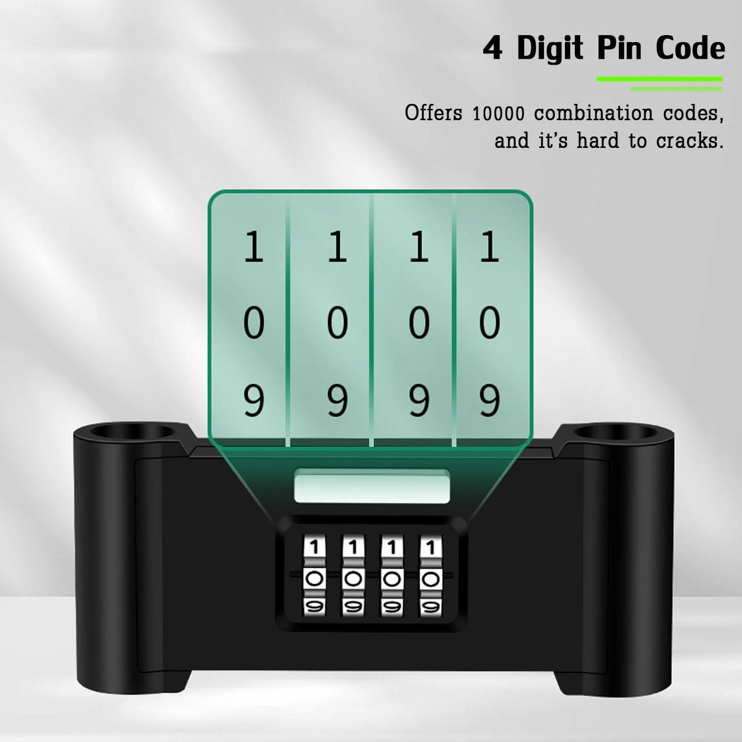 قفل رمزی 4 رقمی، قفل امنیتی U شکل ضد سرقت سنگین با حلقه قابل تنظیم، برای دوچرخه، دوچرخه برقی، دوچرخه کوهستان، دروازه، سوله، حصار [محدوده قابل تنظیم 120-140 میلی متر]