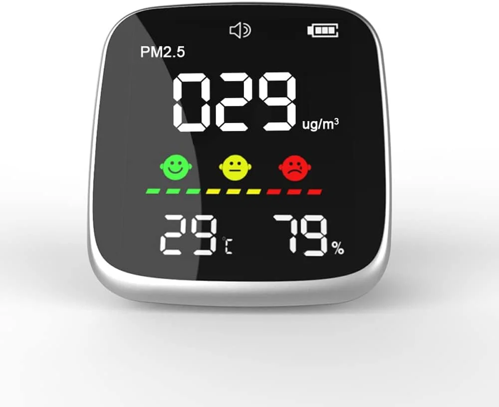 دستگاه تشخیص کیفیت هوا OUNA، دستگاه قابل حمل USB قابل شارژ PM2.5، ترموهیگرومتر چند منظوره، دستگاه تشخیص کیفیت هوا خانگی، آنالیزور آلودگی هوا خانگی