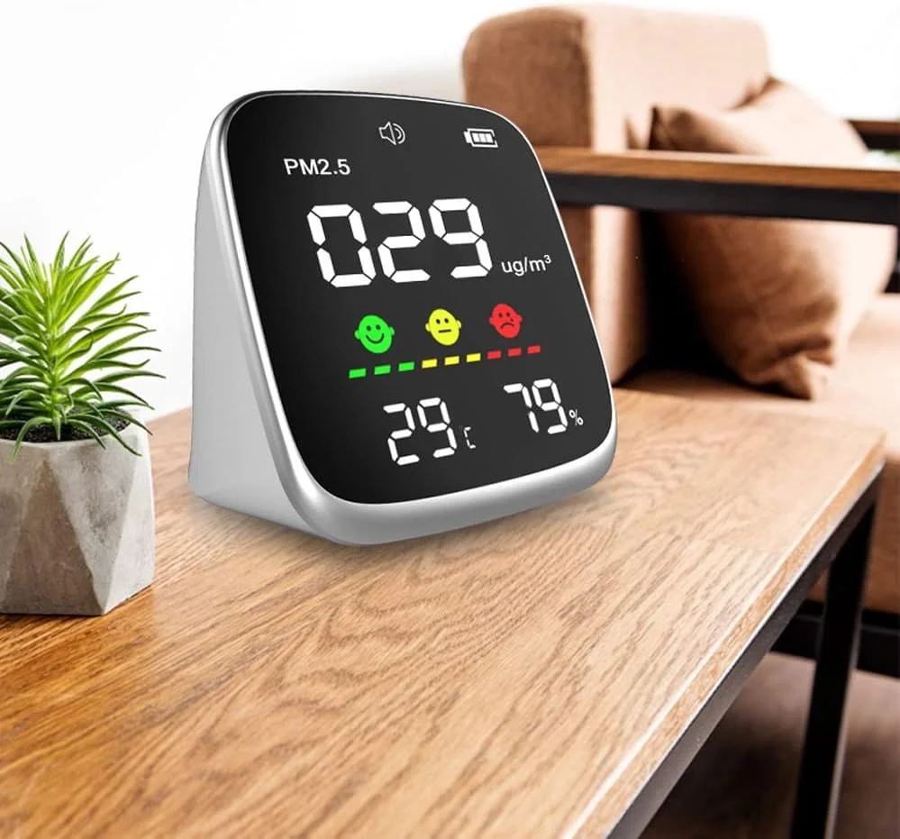 دستگاه تشخیص کیفیت هوا OUNA، دستگاه قابل حمل USB قابل شارژ PM2.5، ترموهیگرومتر چند منظوره، دستگاه تشخیص کیفیت هوا خانگی، آنالیزور آلودگی هوا خانگی