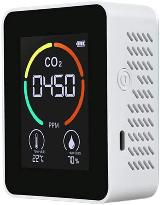 دستگاه تشخیص کیفیت هوا QAHM، دی اکسید کربن CO2، دماسنج و رطوبت سنج با باتری قابل شارژ 1200mAh