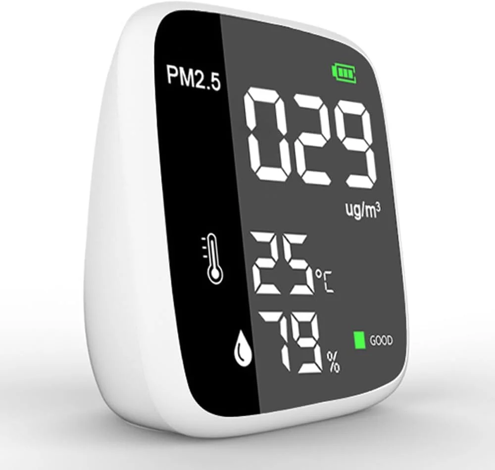 آنالیزور کیفیت هوای داخلی OUNA، آشکارساز قابل حمل PM2.5 با قابلیت شارژ USB، ترموهیگرومتر چند منظوره، آشکارساز هوای خانگی، مانیتور آلودگی هوای داخلی