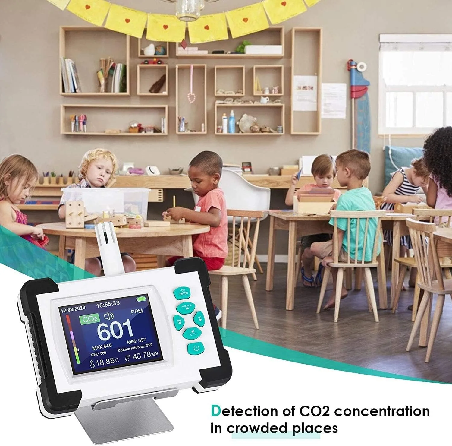 دستگاه تشخیص دی اکسید کربن SVASTY، نمایشگر رنگی 3.2 اینچی TFT قابل حمل، دستگاه اندازه گیری CO2، تست کننده دما و رطوبت، مانیتور کیفیت هوا با دوام دستگاه تشخیص دی اکسید کربن SVASTY، نمایشگر رنگی 3.2 اینچی TFT قابل حمل، دستگاه اندازه گیری CO2، تست کننده دما و رطوبت، مانیتور کیفیت هوا با دوام