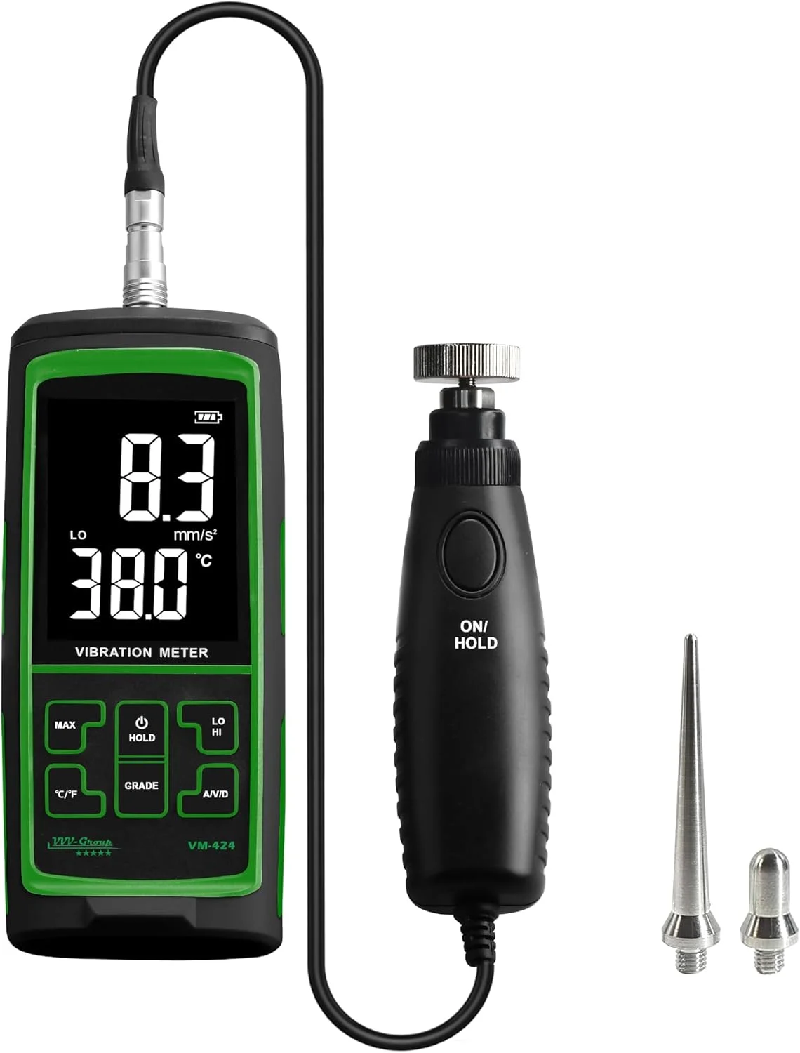 لرزش سنج دیجیتال VM-424 با پراب اندازه گیری خارجی لرزش سنج دیجیتال VM-424 با پراب اندازه گیری خارجی