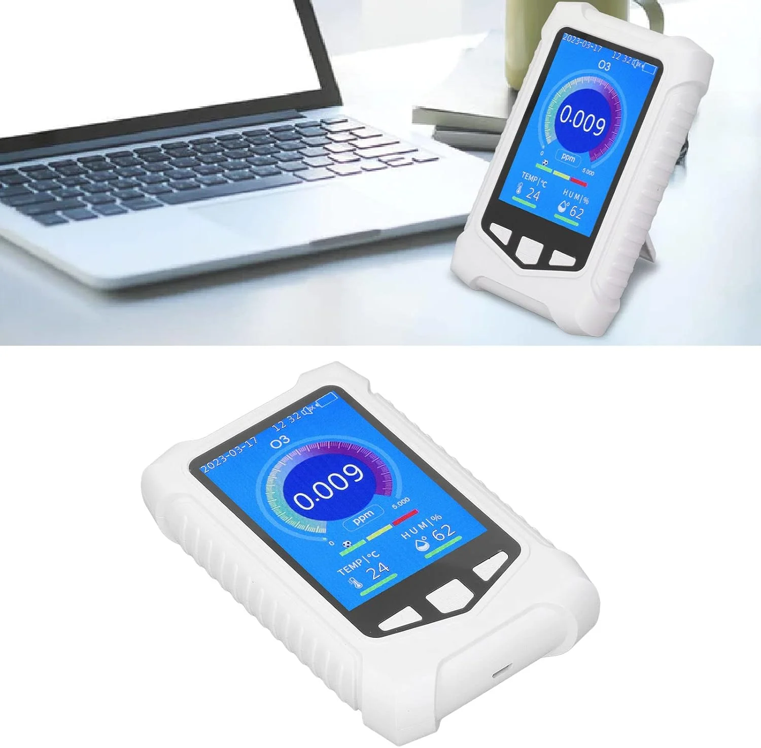 دستگاه سنجش O3 ViaGasaFamido، دستگاه قابل حمل سنجش کیفیت هوا در محیط داخلی و خارجی، دماسنج و رطوبت سنج با صفحه نمایش LCD دستگاه سنجش O3 ViaGasaFamido، دستگاه قابل حمل سنجش کیفیت هوا در محیط داخلی و خارجی، دماسنج و رطوبت سنج با صفحه نمایش LCD