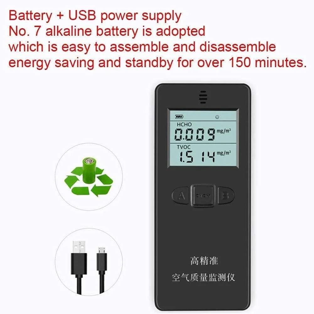 دستگاه سنجش کیفیت هوا ZXM، ردیاب آلودگی کیفیت هوای داخل ساختمان برای فرمالدئید (HCHO)، مناسب برای منزل و دفتر کار، مشکی دستگاه سنجش کیفیت هوا ZXM، ردیاب آلودگی کیفیت هوای داخل ساختمان برای فرمالدئید (HCHO)، مناسب برای منزل و دفتر کار، مشکی