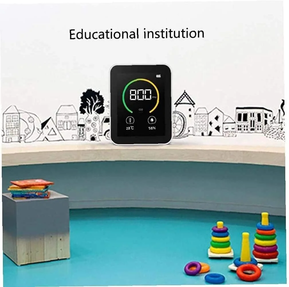 مانیتور دی اکسید کربن رومیزی دقیق ZXM 3 در 1، سنجش کیفیت هوای داخلی، اندازه گیری PPM دی اکسید کربن/رطوبت/دما درجه سانتیگراد/فارنهایت (رنگ: سفید)