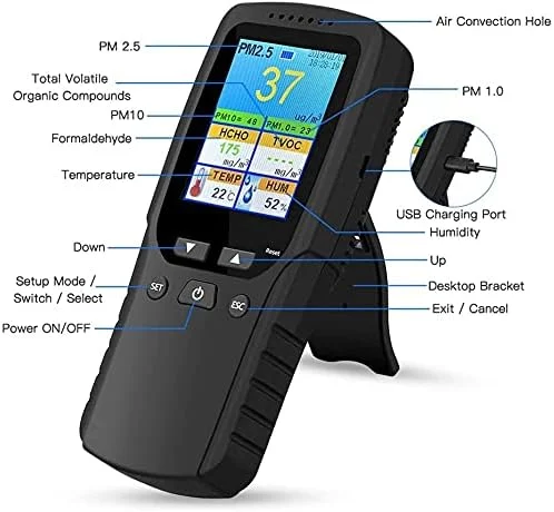 دستگاه سنجش کیفیت هوا ZXM 9 در 1، مناسب فضای داخلی و خارجی، PM2.5، PM1.0، PM10، HCHO، دتکتور، تستر دما و سنسور رطوبت دستگاه سنجش کیفیت هوا ZXM 9 در 1، مناسب فضای داخلی و خارجی، PM2.5، PM1.0، PM10، HCHO، دتکتور، تستر دما و سنسور رطوبت