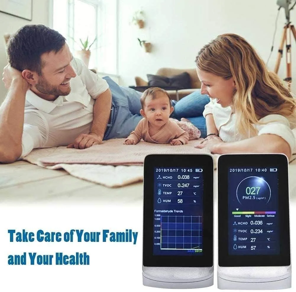 دستگاه تشخیص کیفیت هوا چند منظوره و دقیق ZXM، مانیتور کیفیت گاز TVOC با حساسیت بالا، آنالایزر و سنسور دی اکسید کربن CO2