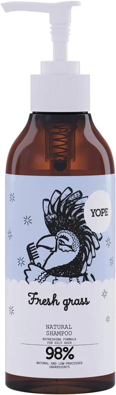 شامپو طبیعی یوپ رایحه چمن تازه | پانتنول | بیوتین | برای موهای معمولی و خشک | 98% از مواد طبیعی | شامپو وگان، 300 میلی لیتر