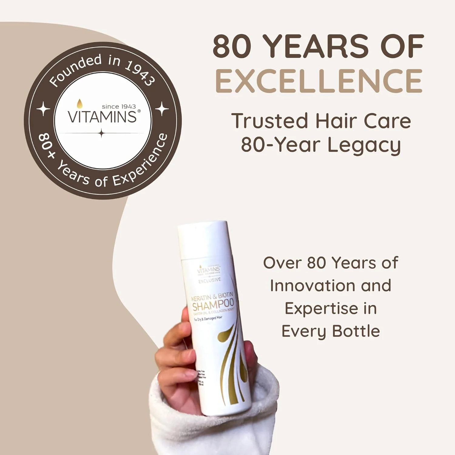 شامپو کراتین ویتامینز - درمان مو - پروتئین بیوتین و کلاژن با روغن کرچک برای موهای فر، مجعد یا صاف - محصول بدون سولفات برای موهای خشک، آسیب دیده یا رنگ شده