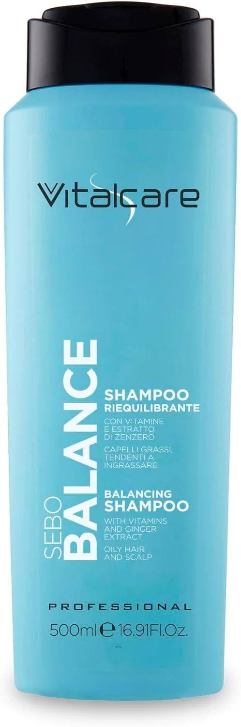 شامپو موهای چرب VITALCARE، تنظیم کننده چربی، حرفه ای، ایتالیایی - 500 میلی لیتر