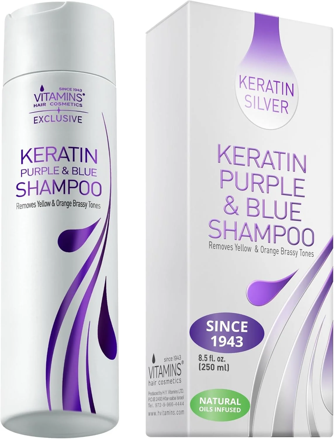 شامپو کراتینه ضد زردی موهای بلوند ویتامینز - تونر بنفش آبی برای موهای دکلره شده، بلوند یخی، پلاتینی، نقره ای، سفید، خاکستری، دودی یا رنگ شده خشک و آسیب دیده