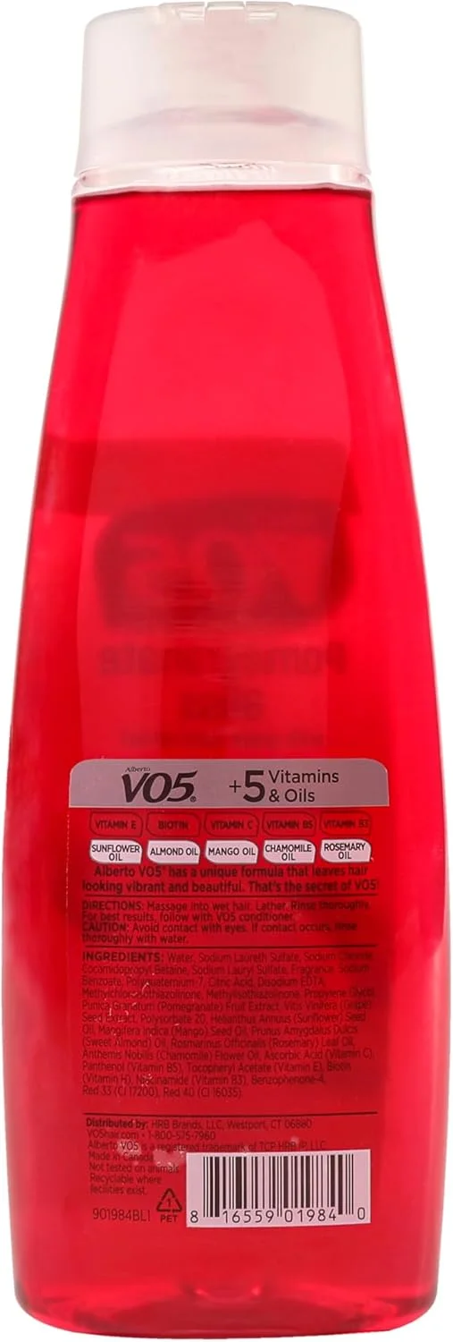 شامپو مرطوب کننده انار VO5 Alberto - شامپو آبرسان با عصاره دانه انگور - رایحه انار - پنج روغن و ویتامین - 443 میلی لیتر شامپو مرطوب کننده انار VO5 Alberto - شامپو آبرسان با عصاره دانه انگور - رایحه انار - پنج روغن و ویتامین - 443 میلی لیتر