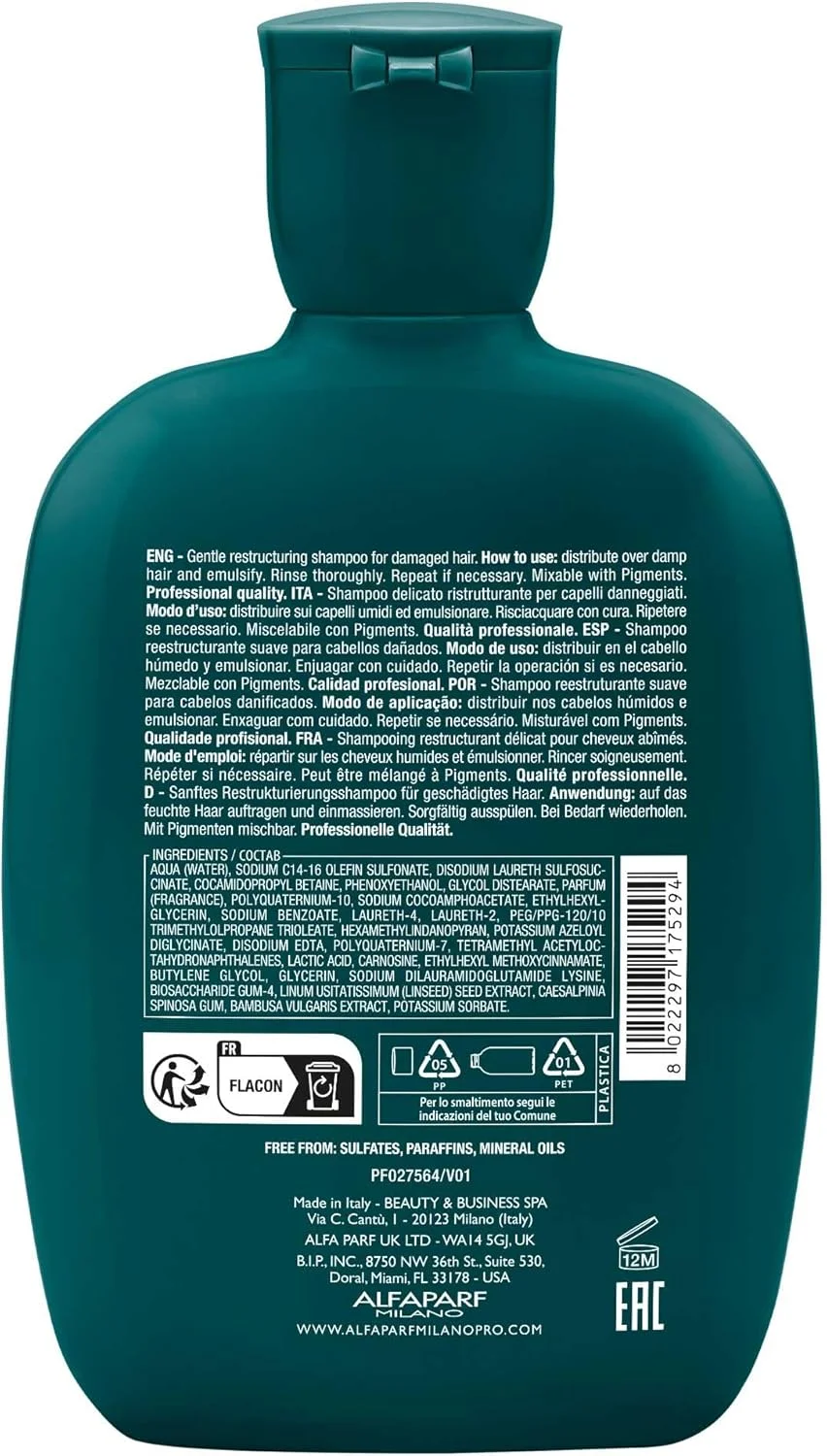 شامپو ترمیم کننده موهای آسیب دیده بدون سولفات Alfaparf Milano Semi di Lino Reconstruction - محافظ رنگ مو - ترمیم کننده، بازسازی کننده فیبر و خاصیت ارتجاعی - بدون پارابن - وگان (250 میلی لیتر) شامپو ترمیم کننده موهای آسیب دیده بدون سولفات Alfaparf Milano Semi di Lino Reconstruction - محافظ رنگ مو - ترمیم کننده، بازسازی کننده فیبر و خاصیت ارتجاعی - بدون پارابن - وگان (250 میلی لیتر)