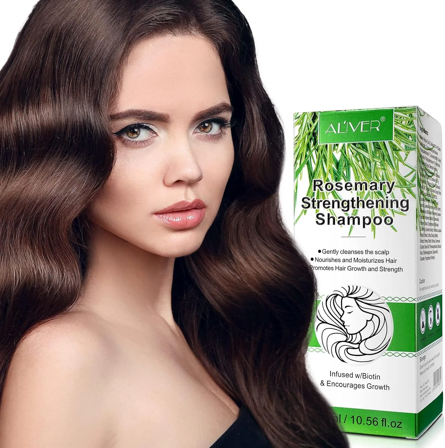 شامپو و نرم کننده بیوتین رزماری و نعناع ALIVER و ماسک موی رزماری برای رشد مو، 300 میلی لیتر، مرطوب کننده، تقویت کننده و ضخیم کننده مو، ضد شوره