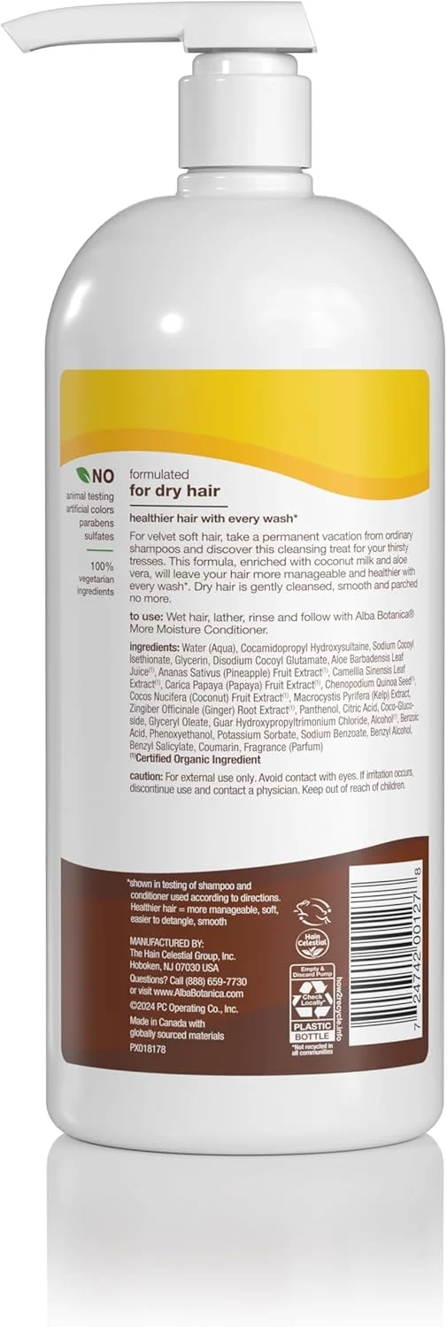 شامپو آبرسان بیشتر آلبا بوتانیکا، شیر نارگیل، 946 میلی لیتر (بسته بندی ممکن است متفاوت باشد) شامپو آبرسان بیشتر آلبا بوتانیکا، شیر نارگیل، 946 میلی لیتر (بسته بندی ممکن است متفاوت باشد)