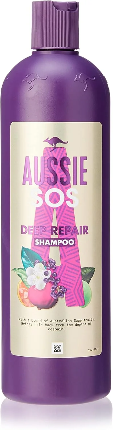 شامپو ترمیم کننده قوی موهای آسیب دیده Aussie SOS، ۴۹۰ میلی لیتر شامپو ترمیم کننده قوی موهای آسیب دیده Aussie SOS، ۴۹۰ میلی لیتر
