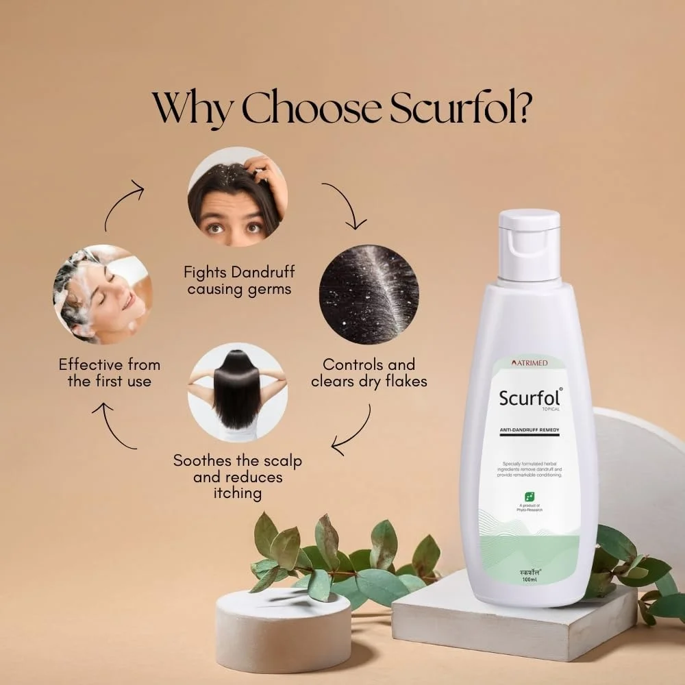 شامپو ضد شوره سر اسکرفول آتریمد | فرمول گیاهی آیورودا توسط دانشمندان گیاهی | غیر چسبنده، شستشوی آسان، کاهش دهنده پوسته ریزی و خارش | 100 میلی لیتر شامپو ضد شوره سر اسکرفول آتریمد | فرمول گیاهی آیورودا توسط دانشمندان گیاهی | غیر چسبنده، شستشوی آسان، کاهش دهنده پوسته ریزی و خارش | 100 میلی لیتر