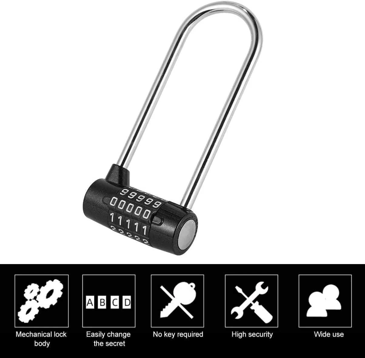 قفل رمزی بزرگ و طویل Jaexest برای درب کابینت، قفل ترکیبی، قفل باشگاه، قفل رمزی 5 رقمی، قفل دوچرخه با رمز