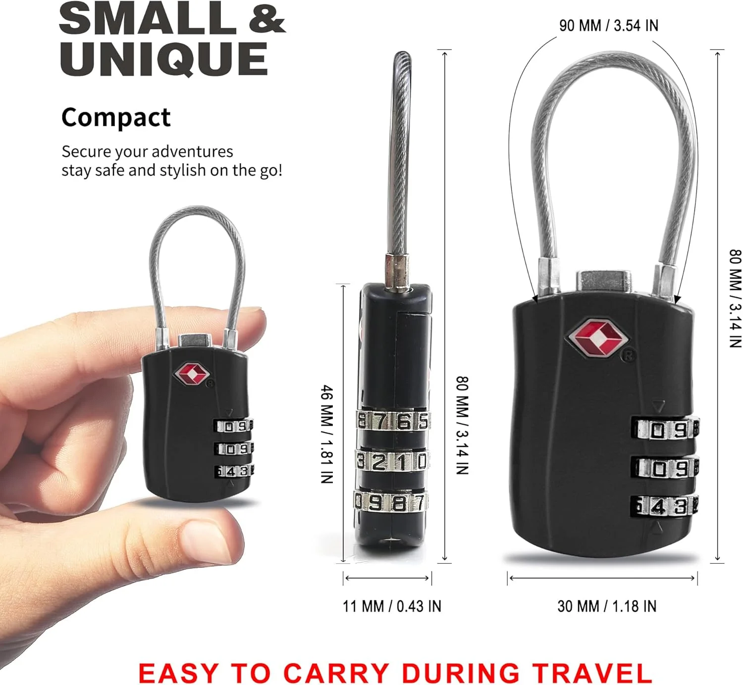 قفل چمدان LBOYLOVE®، قفل تایید شده TSA، قفل امنیتی آلیاژ روی، قفل ترکیبی 3 شماره ای مسافرتی برای چمدان، کیف، کوله پشتی، کیف لپ تاپ، 2 عدد (سفید)