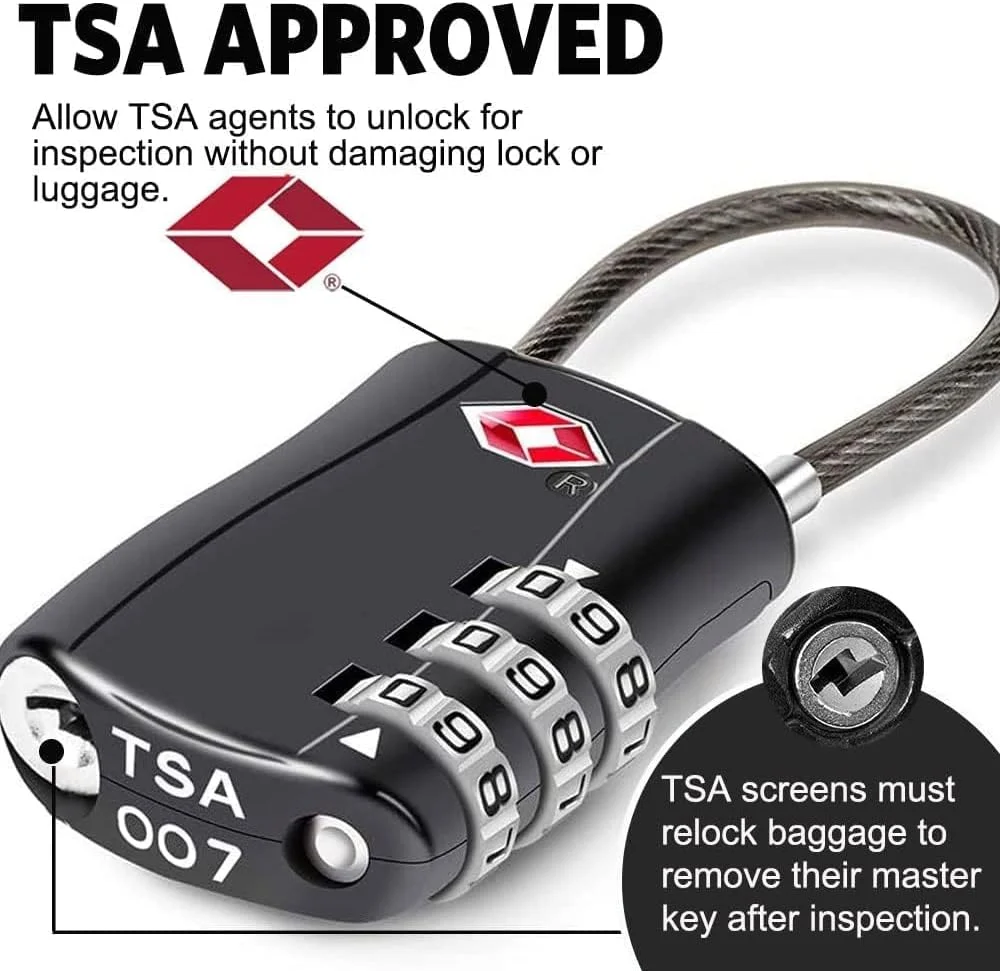 قفل چمدان LBOYLOVE®، قفل تایید شده TSA، قفل امنیتی آلیاژ روی، قفل ترکیبی 3 شماره ای مسافرتی برای چمدان، کیف، کوله پشتی، کیف لپ تاپ، 2 عدد (سفید)