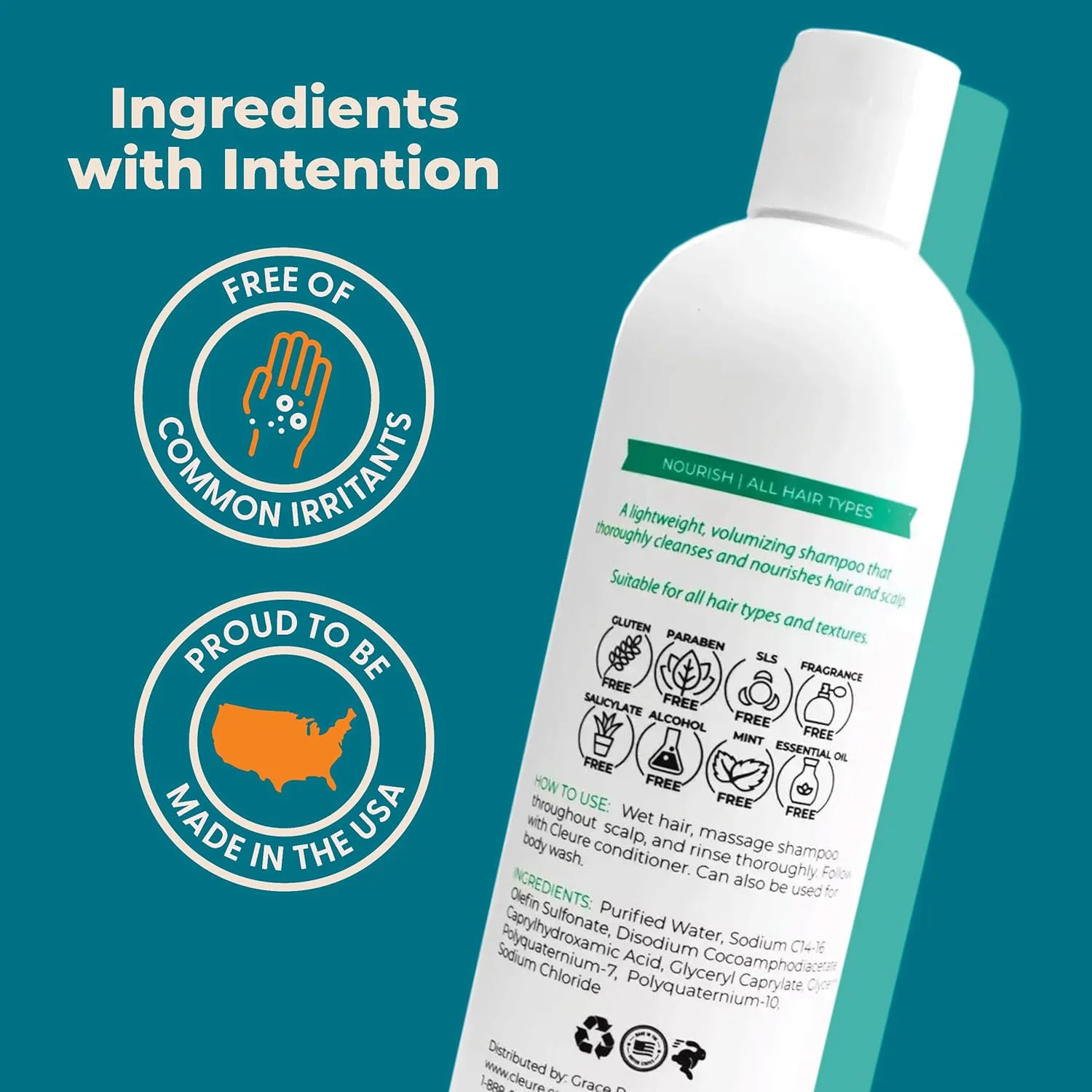 شامپو حجم دهنده ضد حساسیت Cleure برای پوست حساس - بدون عطر، بدون SLS و بدون پارابن (355 میلی لیتر، بسته 1 عددی) شامپو حجم دهنده ضد حساسیت Cleure برای پوست حساس - بدون عطر، بدون SLS و بدون پارابن (355 میلی لیتر، بسته 1 عددی)