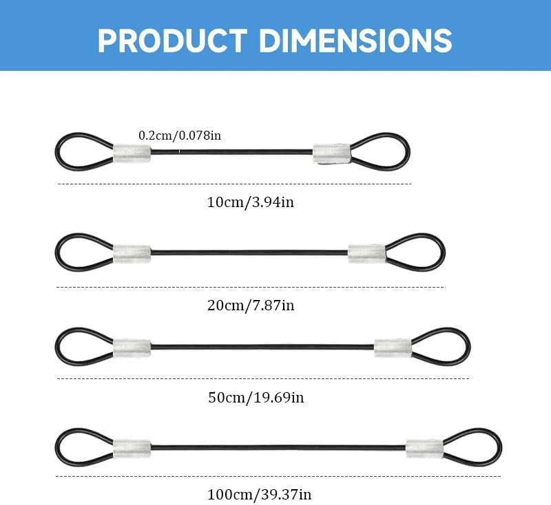 قفل کابل امنیتی 4 عددی، کابل قفل دوچرخه با حلقه دوتایی برای دوچرخه سواری در فضای باز، قفل سیم چمدان، 2mmx20cm