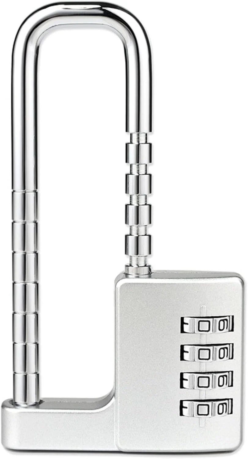 قفل ترکیبی کابینت تزویق، قفل رمزی 4 رقمی با حلقه بلند قابل تنظیم، قفل های کشویی ضد کودک مدل U شکل برای دستگیره کمد و کشو