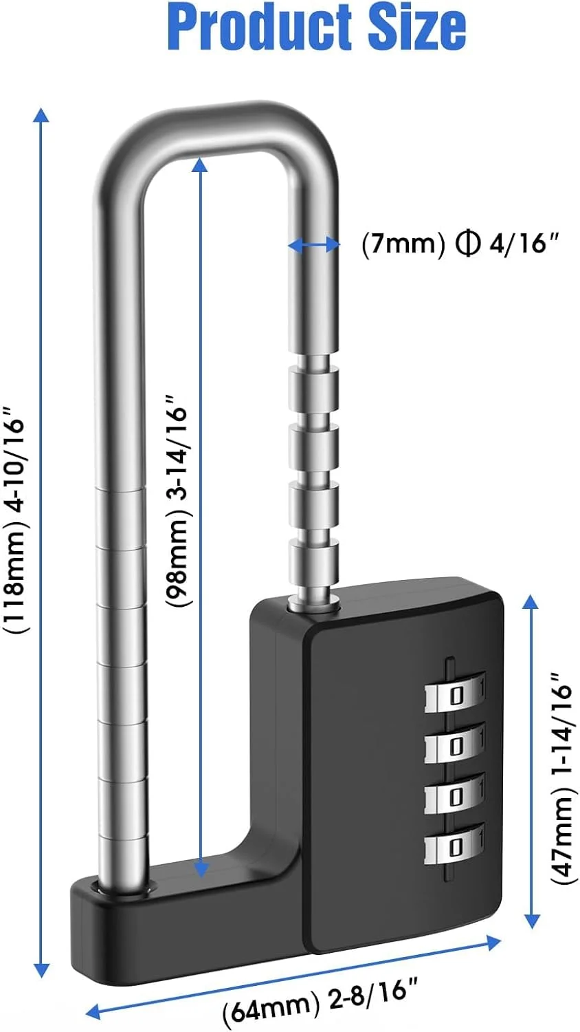 قفل ترکیبی یک عددی تزویق، قفل کابینت، قفل کمد باشگاه، قفل رمزی با حلقه بلند قابل تنظیم، قفل رمزی 4 رقمی، برای کمد مدرسه، انبار، حصار، دروازه، کولر، کیف، مشکی