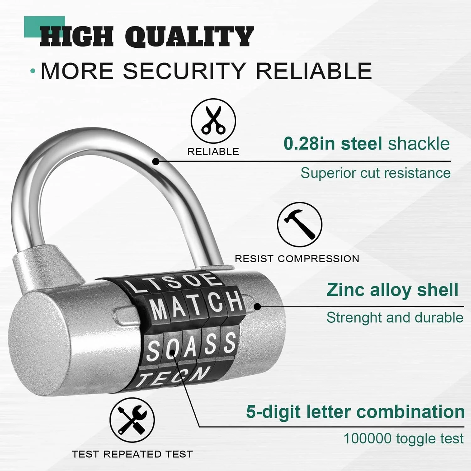 قفل ترکیبی 5 الفبایی تزویق، قفل فلزی 5 رقمی، قفل سنگین کلمه ای برای باشگاه، قفل بدون کلید قابل تنظیم مجدد برای قفل های باشگاه مدرسه جعبه ابزار قفل سگکی قفل ترکیبی 5 الفبایی تزویق، قفل فلزی 5 رقمی، قفل سنگین کلمه ای برای باشگاه، قفل بدون کلید قابل تنظیم مجدد برای قفل های باشگاه مدرسه جعبه ابزار قفل سگکی