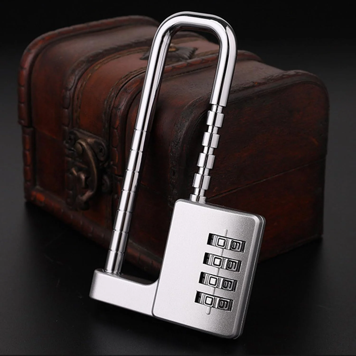 قفل ترکیبی کابینت تزویق، قفل رمزی 4 رقمی با حلقه بلند قابل تنظیم، قفل های کشویی ضد کودک مدل U شکل برای دستگیره کمد و کشو