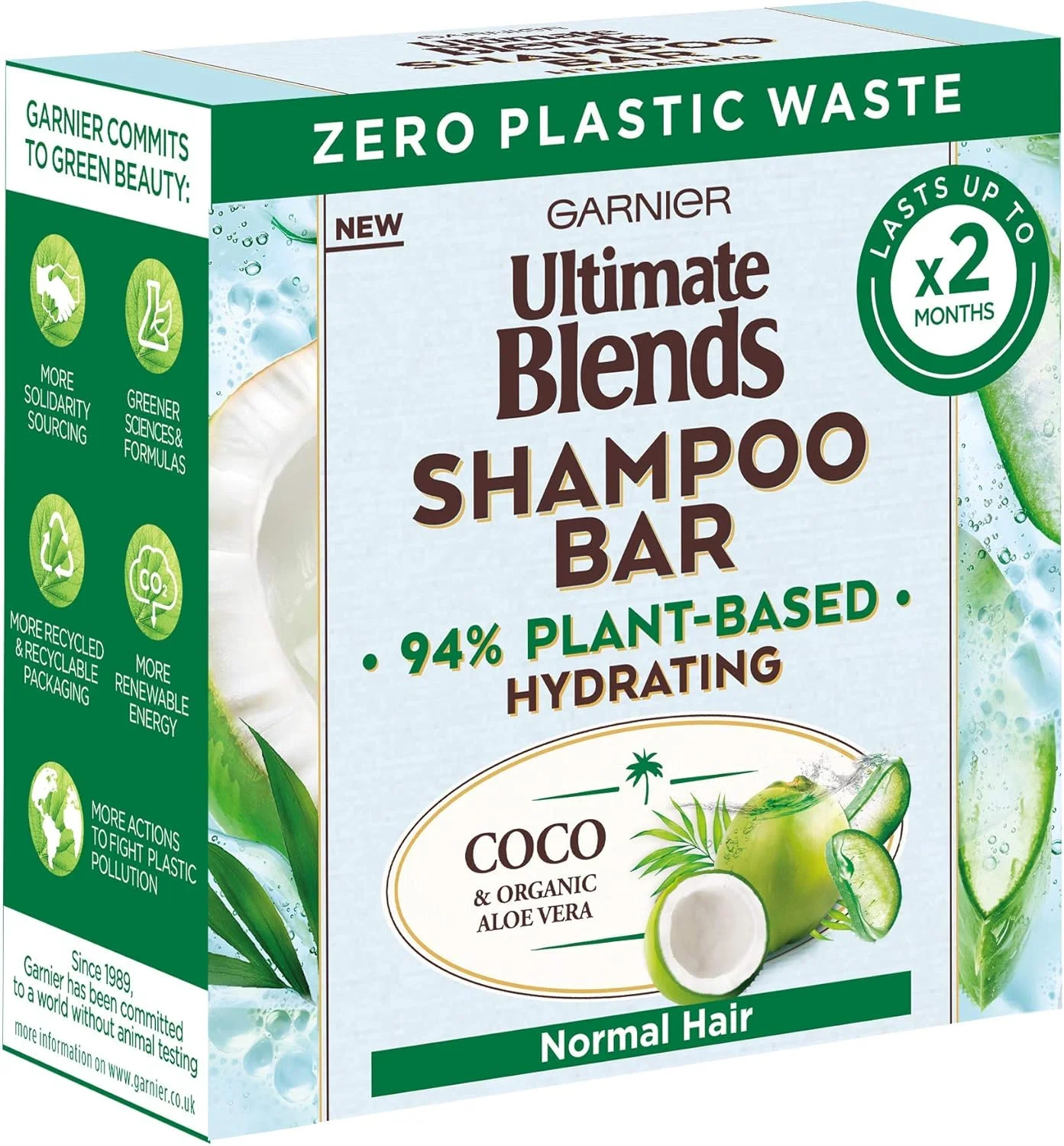 شامپو بار آبرسان نارگیل Garnier Ultimate Blends با آلوئه ورا برای موهای معمولی، 60 گرم