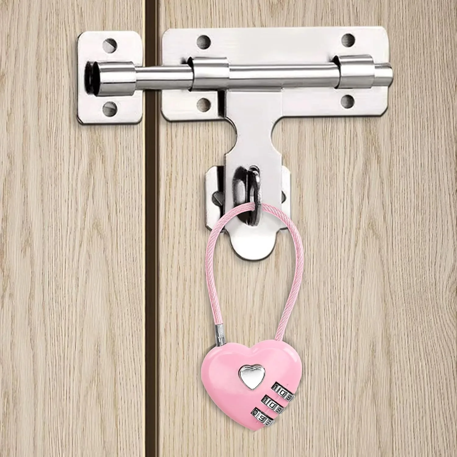 قفل ترکیبی YAODHAOD، بسته 2 عددی، قفل 3 رقمی قلبی شکل برای کمدهای مدرسه و باشگاه، قفل کابلی چمدان، قفل کمد ورزشی، چمدان، حصار، کوله پشتی، هدیه ولنتاین (صورتی)