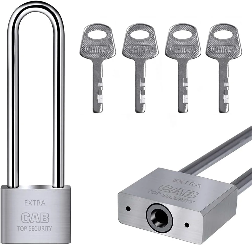 قفل آویز بلند YARDHOBI، قفل های کلید دار سنگین، گردن بلند، قفل ضد آب فولادی ایمن در فضای باز، برای سوله، باشگاه، کمد، حصار، گاراژ (6.4 اینچ)