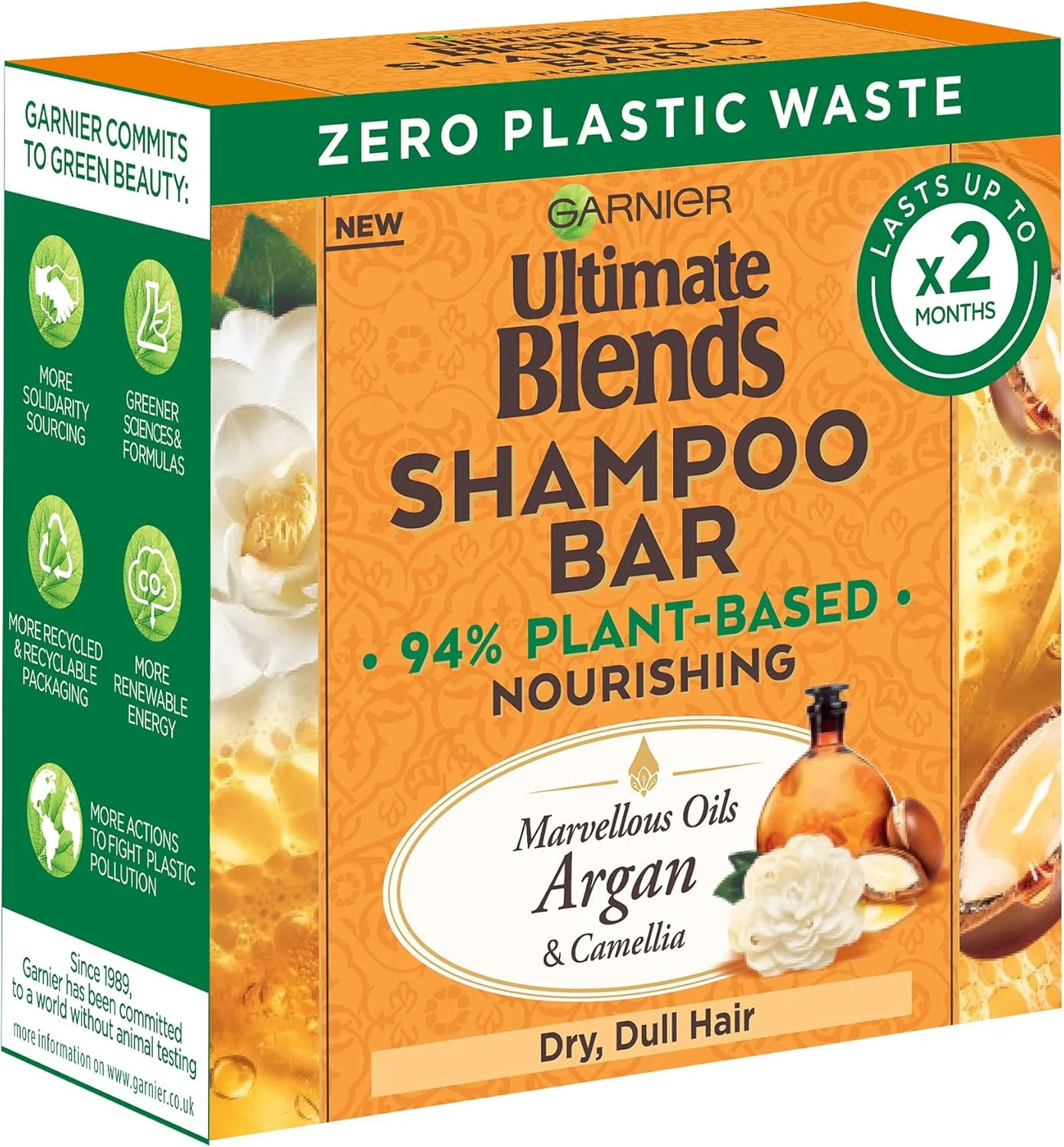 شامپو بار مغذی روغن های شگفت انگیز گارنیه آلتیمیت بلندز برای موهای خشک و کدر، شامپو جامد ۹۴% گیاهی با روغن آرگان و کاملیا، فرمول وگان، بدون سیلیکون، ۶۰ گرم شامپو بار مغذی روغن های شگفت انگیز گارنیه آلتیمیت بلندز برای موهای خشک و کدر، شامپو جامد ۹۴% گیاهی با روغن آرگان و کاملیا، فرمول وگان، بدون سیلیکون، ۶۰ گرم