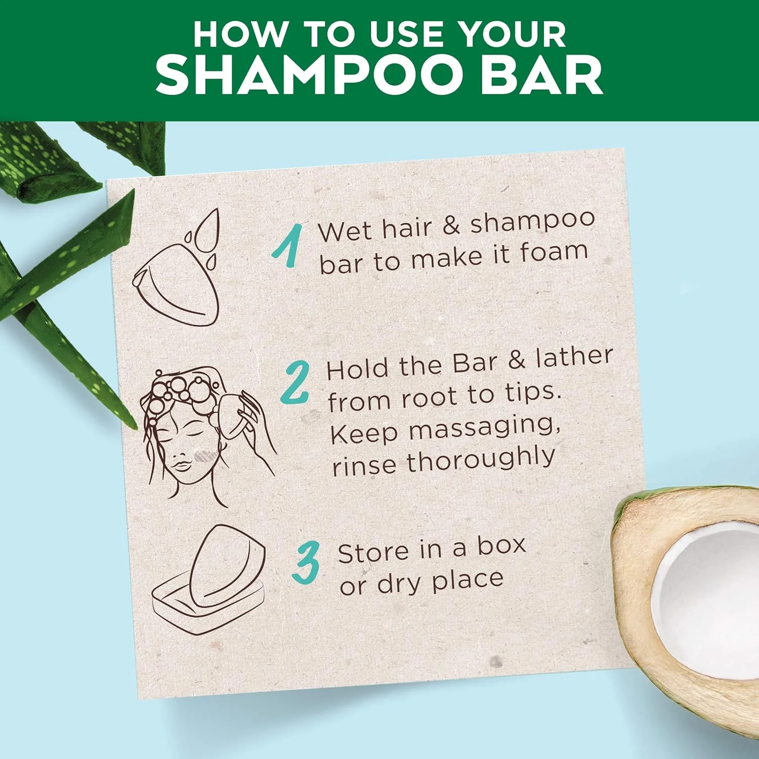 شامپو بار آبرسان نارگیل Garnier Ultimate Blends با آلوئه ورا برای موهای معمولی، 60 گرم