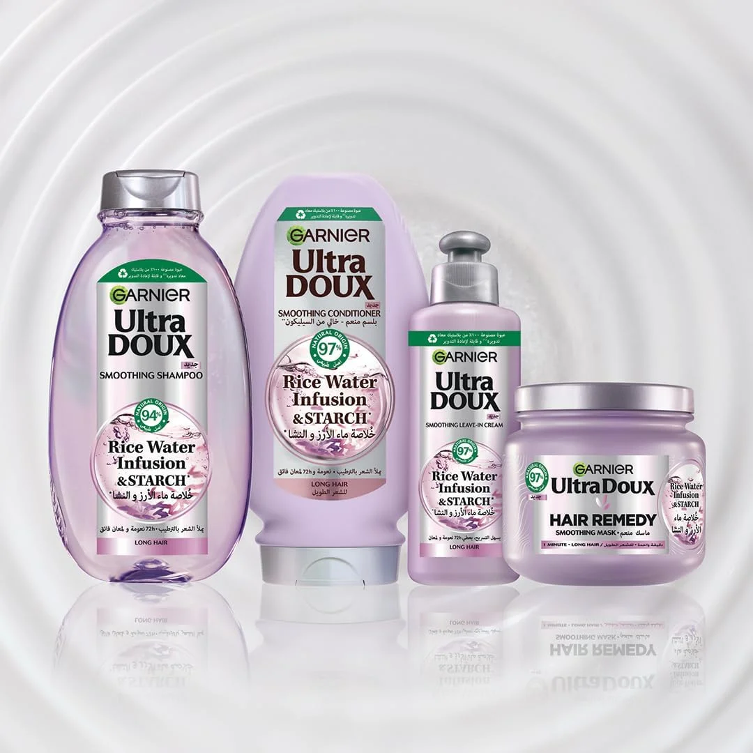 شامپو آلترا دوکس گارنیه حاوی آب برنج و نشاسته، 400 میلی لیتر + شامپو 400 میلی لیتر