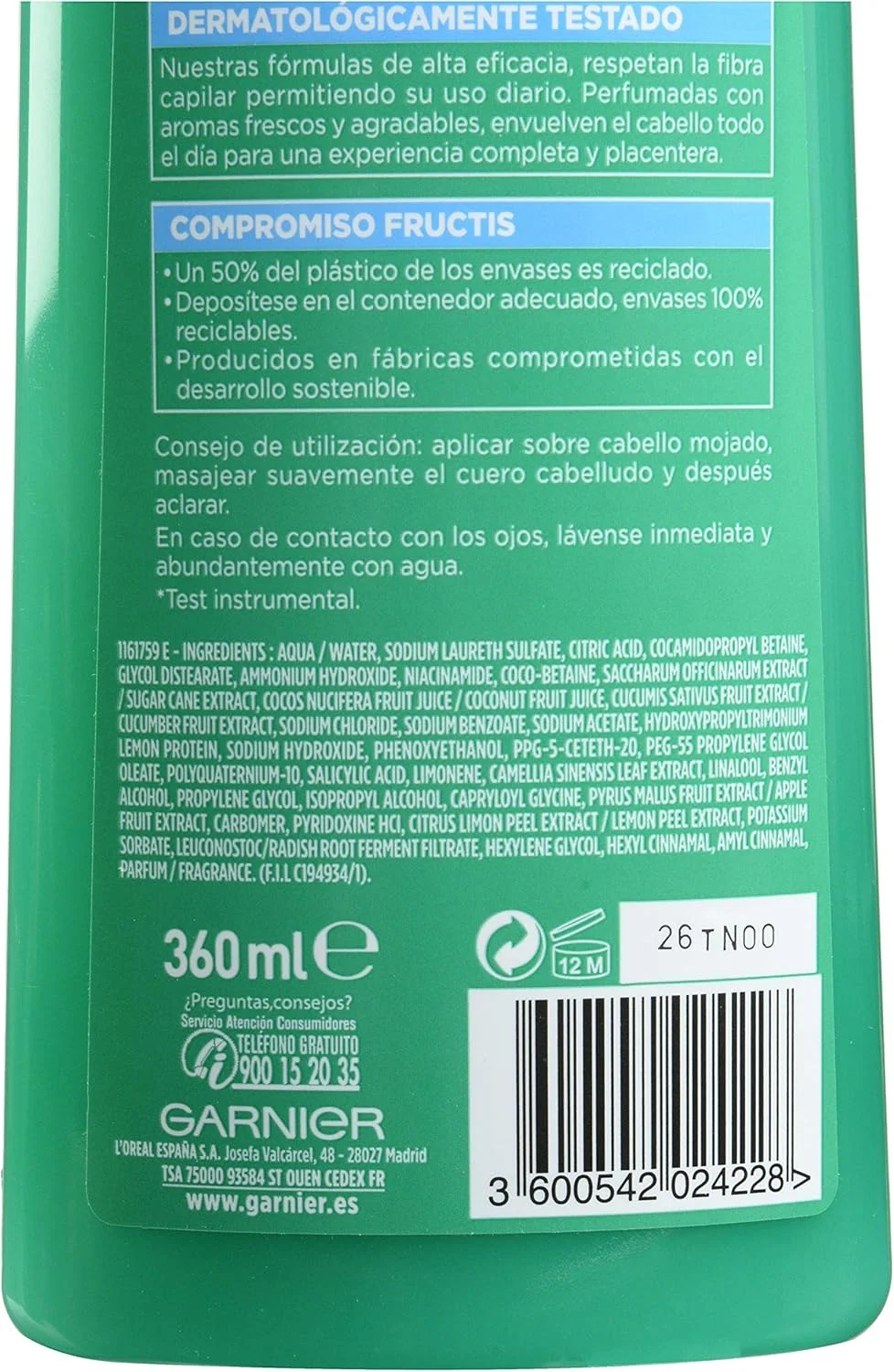 شامپو گارنیر Fructis Pure Fresh حاوی آب نارگیل - 360 میلی لیتر