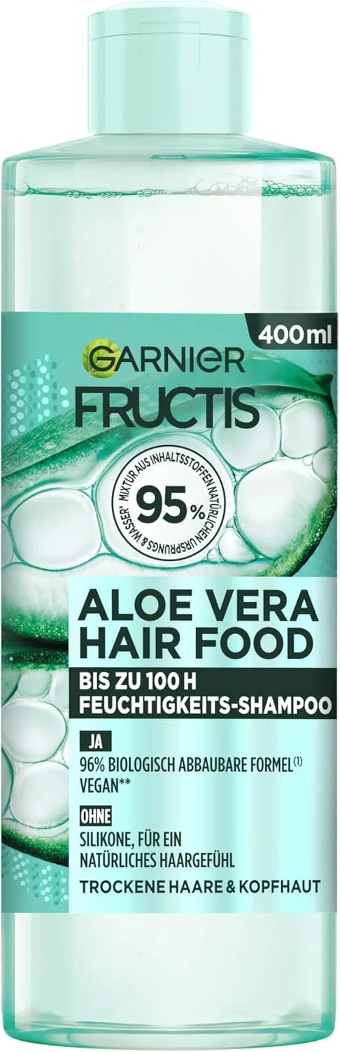 شامپو مو گارنیر فروکتیس، آلوئه ورا، فرمول وگان مرطوب کننده برای موهای معمولی تا خشک، 400 میلی لیتر