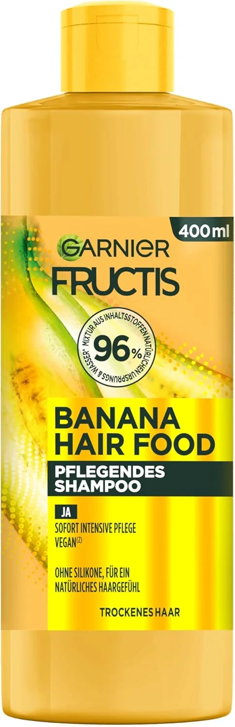 شامپو مغذی مو گارنیه با فرمول وگان موز برای موهای خشک Hair Food Fructis ۴۰۰ میلی لیتر
