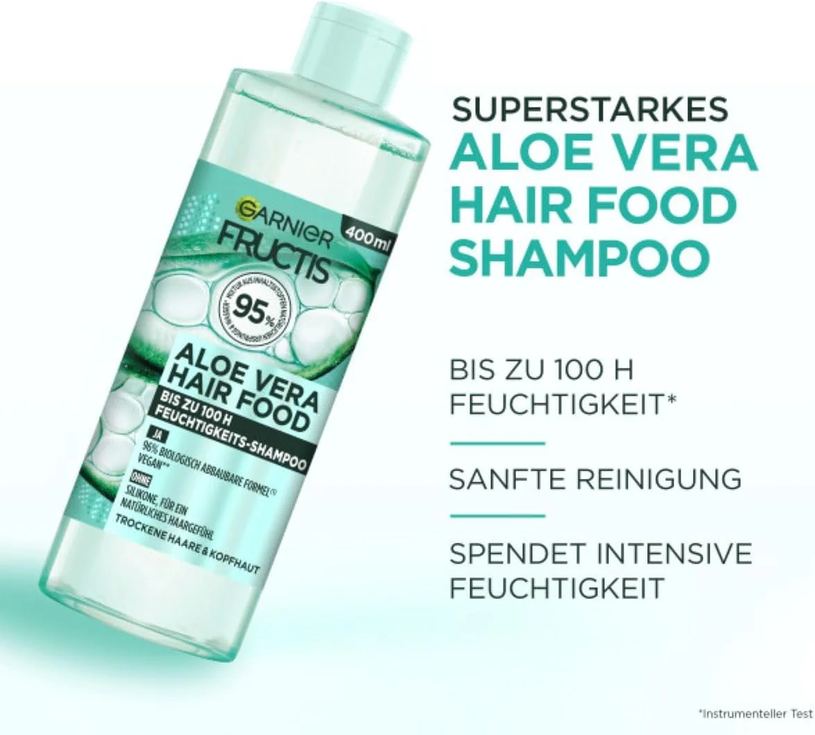 شامپو مو گارنیر فروکتیس، آلوئه ورا، فرمول وگان مرطوب کننده برای موهای معمولی تا خشک، 400 میلی لیتر شامپو مو گارنیر فروکتیس، آلوئه ورا، فرمول وگان مرطوب کننده برای موهای معمولی تا خشک، 400 میلی لیتر